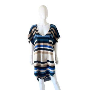 Mara Hoffman Striped Poncho Top in Stone Multi One Size